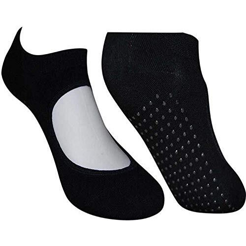 Balenzia Women's Anti Bacterial Anti-Skid Yoga/Pilates/Dance/Ballet Socks | Made With Bamboo And Spandex | Women Yoga Socks - 2 Pair Pack- (Free Size) (Black)