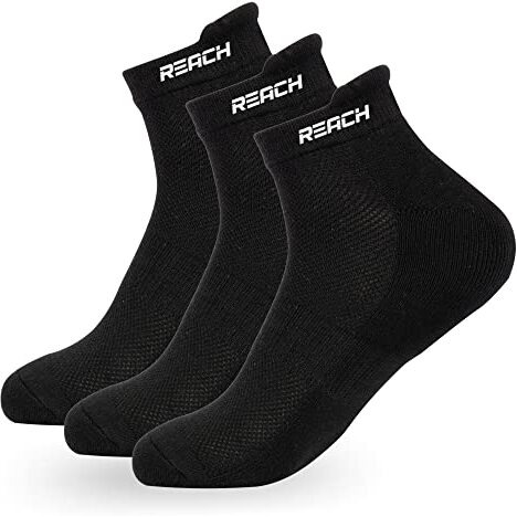 Reach Bamboo Fibre Ankle Length Socks For Men & Women | Breathable Mesh & Odour Free | Sports & Gym | Soft & Comfortable | Pack Of 3 | Black