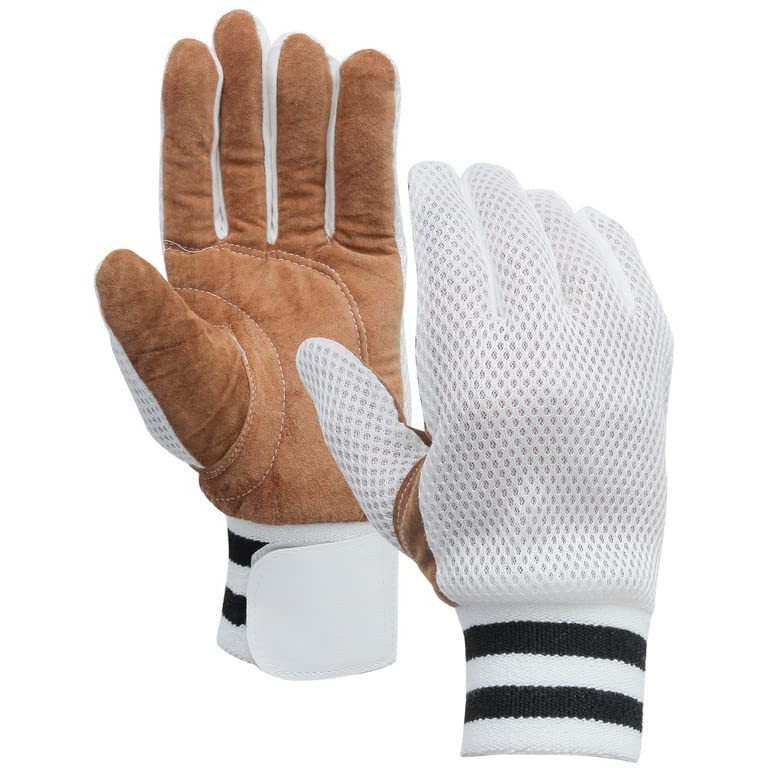Whitedot Sports Leather Whitedot Net Albatross Chamois Cricket Wicket Keeping Inner Gloves, White, Large