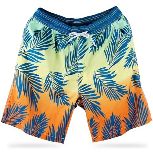 Proberos Swimming Shorts For Men, Casual Fashion Gradient Print Summer Beach Shorts Quick Dry Polyester Elastic Waist Shorts Chino Shorts Summer Swim Short Beach Wear, Xl
