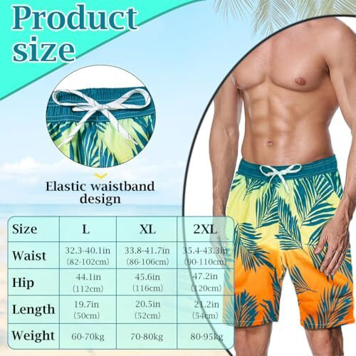 Proberos Swimming Shorts For Men, Casual Fashion Gradient Print Summer Beach Shorts Quick Dry Polyester Elastic Waist Shorts Chino Shorts Summer Swim Short Beach Wear, Xl