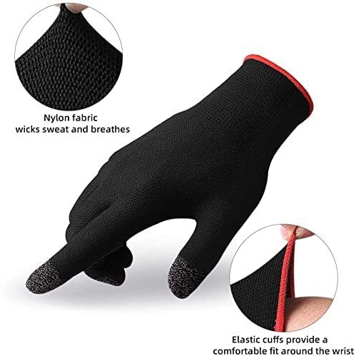 Amblic Universal Pubg Free Fire Game Pro Player Full Hand Gloves Gloves, Anti-Sweat Breathable, Touch Finger For Highly Gloves Sensitive Nano Silver Fiber For Men & Women Bike Riding,Cycling Travelling