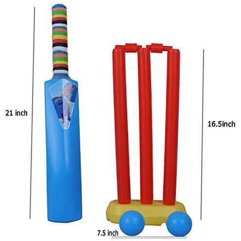 Highroof Plastic Cricket Kit For Kids Best Gift For Physical Activity For Kids 2 Year To 5 Year Baby Its First Cricket Set Of Boys And Girls. It Includes 1 Bat,2 Ball, 3 Stumps, 1 Stand & 2 Bails