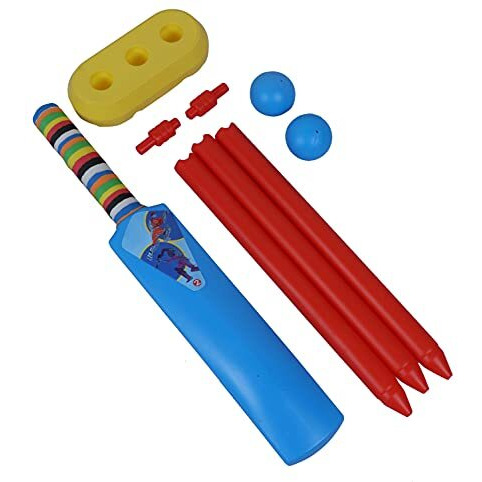 Highroof Plastic Cricket Kit For Kids Best Gift For Physical Activity For Kids 2 Year To 5 Year Baby Its First Cricket Set Of Boys And Girls. It Includes 1 Bat,2 Ball, 3 Stumps, 1 Stand & 2 Bails