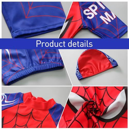 Patpat Swimming Costume For Boys, Upf 50+ Spiderman Print Swimsuit Set With Shirt, Swim Trunks & Swim Cap, Swim Suit For Kids Boys 7-10 Years Old