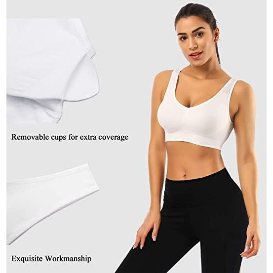 Fshway Women's Seamless Padded Sports Bra  Slip-On, Stretchable, Free Size (Fits 3036 Bust)  White