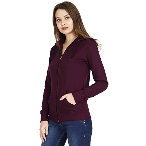 Fleximaa Women's Cotton Regular Fit Hooded Hoodie (Whoomaroon7C-M_Maroon_Medium)