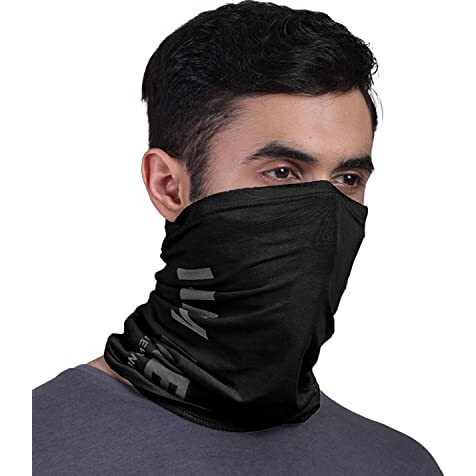 Freecultr Unisex Bamboo Bandana, Anti Microbial Super Soft & Comfort Fit, Breathable Multipurpose Headband, Face Mask For Dust Protection And Sun - Printed Pack Of 2-Black,Black