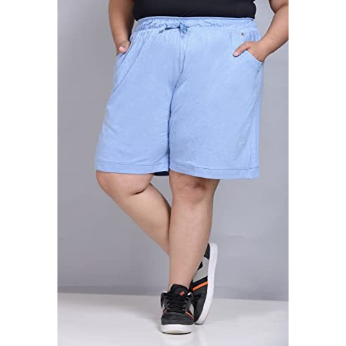 Cupid Plain Comfortable Plus Size Barmuda/Shorts For Sports, Yoga, Daily Use Gym, Night Wear, Casual Wear For Girls_Sky Blue_6Xl