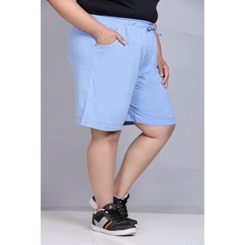 Cupid Plain Comfortable Plus Size Barmuda/Shorts For Sports, Yoga, Daily Use Gym, Night Wear, Casual Wear For Girls_Sky Blue_6Xl