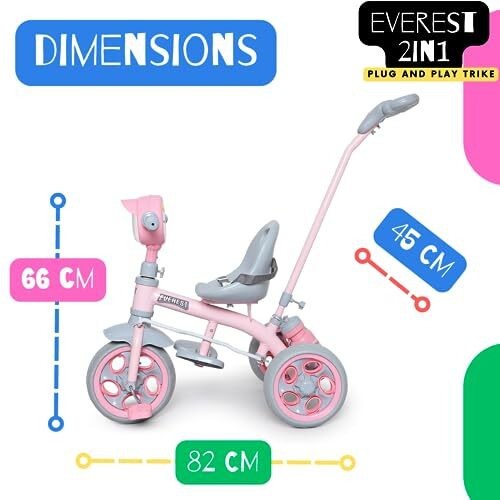 Fun Ride Tricycle Kids Musical Plug And Play Parental Control Handle For 1 To 5 Year-Sipper,Seat Belt,Eva Tyre -Trike For Indoor And Outdoor-Boys And Girls Up To 25 Kg- Made In India (Pink)