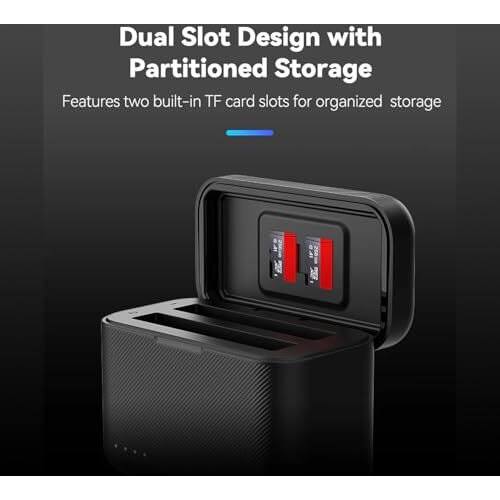 Telesin Insta 360 X4 Battery Charging Box With Dual Card Slot & Portioned Storage, Fast Charger Hub For Insta 360 X4, Quick Portable 2 Channel Battery Charge Storage Station