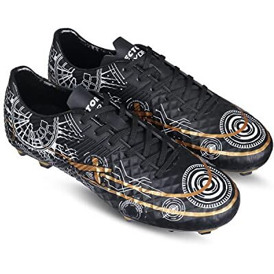 Vector X Hydra X Men's Football Shoe/Studs/Sports And Athletic Footwear With Pu Upper/Comfortable Football Shoes (Black-Gold, Size-8)