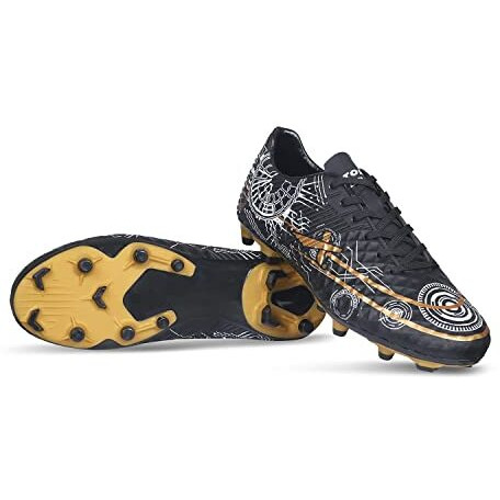 Vector X Hydra X Men's Football Shoe/Studs/Sports And Athletic Footwear With Pu Upper/Comfortable Football Shoes (Black-Gold, Size-8)