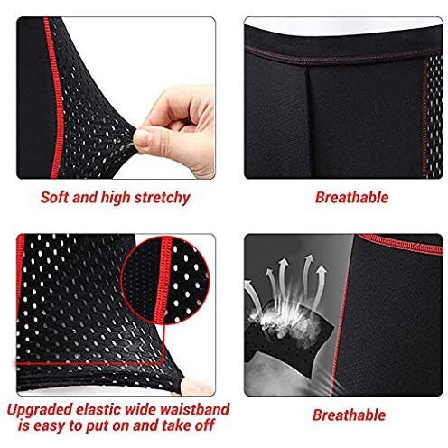 Proberos Cotton Cycling Shorts For Men & Women With 3D Gel Padded, Sillicone And Foam Padded Underwear For Cycling, Anti-Slip Leg Grips And Sweat Resistant Bike Shorts(M), Black