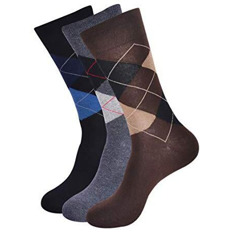 Balenzia Men's Classic Argyle Socks- (Multicoloured) (Black,D.Grey,Brown)