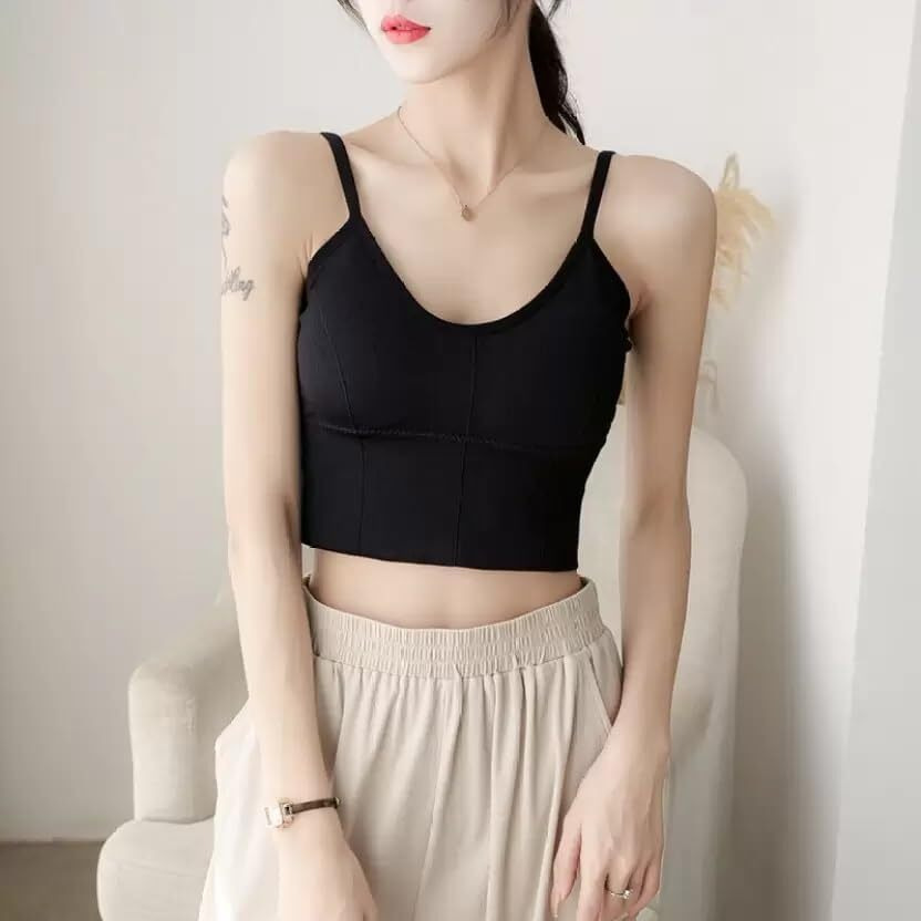 Acnos Cotton Pack Of 2 Women Sports Lightly Padded Bra Combo Bra (Black-White) (Free Size Bra Fit Up To 28-30-32-34)