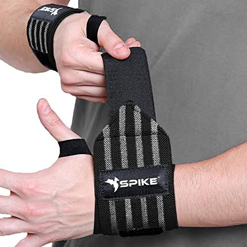 Spike Cotton Wrist Support Gym Band Strap For Weightlifting Pain Relief With Thumb Loop Grip For Both Men And Women (Black)