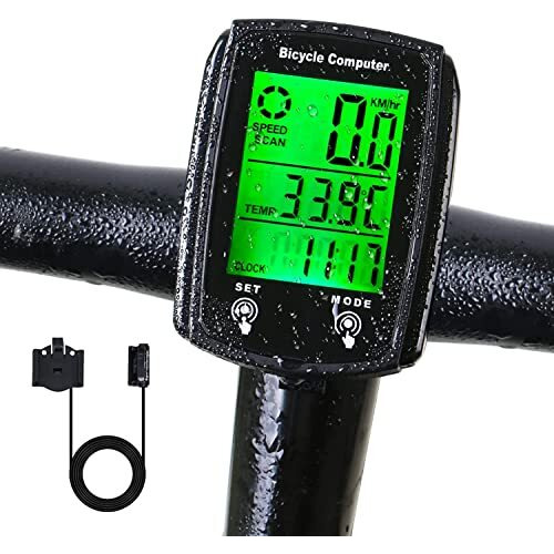 Linist Wired Bicycle Computer,Mph Km/H Bicycle Computer,Digital Lcd Backlight Display Bike Speedometer,Universal 19 Functions Ip54 Waterproof Bicycle Speedometer