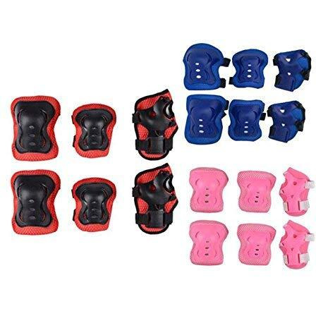 Jern Kids Skating/Cycling/Scooter/Roller Skates 6 Pcs. Guard Set,Eva Padded With Plastic (Knee,Elbow & Palm Guard) (Red)