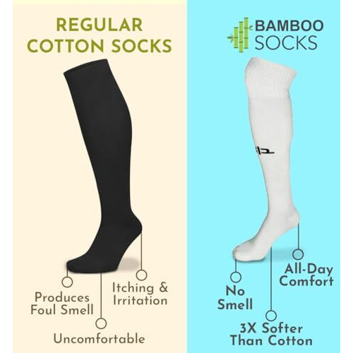 Heelium Bamboo Football Socks For Men & Women | Odour Free, Superior Grip & Cushioned Base | 3X Softer Than Cotton Stockings