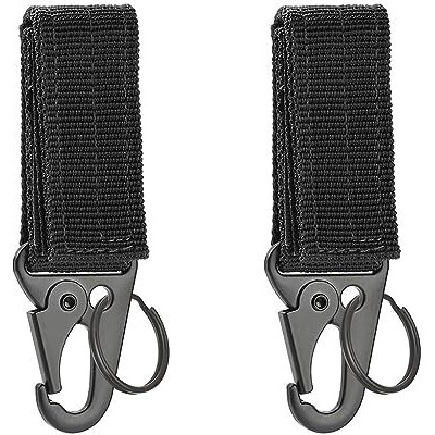 Optifit 2Pcs Outdoor Gear Durable Carabiner Multi Purpose Easy Attachment For Belt, Backpack, Portable Camping Gear Gadget Carabiner Hanging Assistance Piece,Black