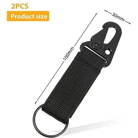 Optifit 2Pcs Outdoor Gear Durable Carabiner Multi Purpose Easy Attachment For Belt, Backpack, Portable Camping Gear Gadget Carabiner Hanging Assistance Piece,Black