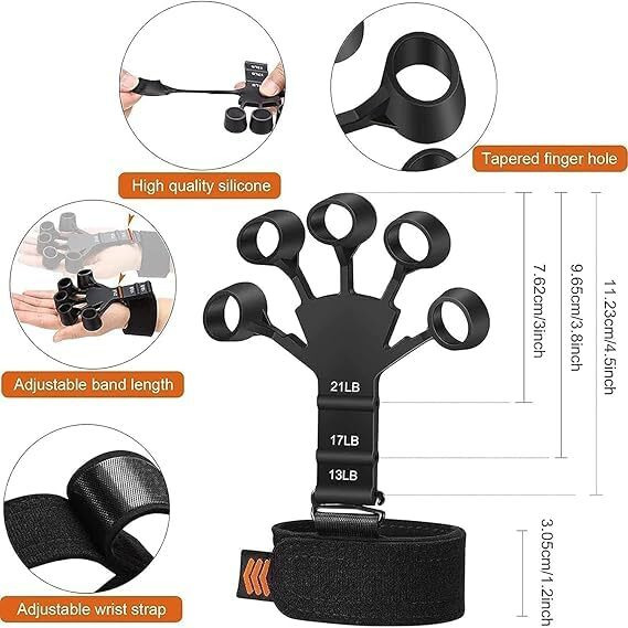 Finger Grip Strengthener - Adjustable Hand Exerciser For Forearm, Wrist & Fingers - Pain Relief For Arthritis & Carpal. (Ag Lifestyle Products)