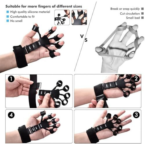Finger Grip Strengthener - Adjustable Hand Exerciser For Forearm, Wrist & Fingers - Pain Relief For Arthritis & Carpal. (Ag Lifestyle Products)