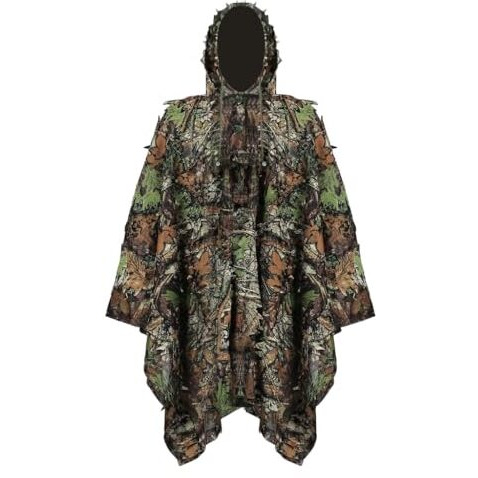 Proberos Ghillie Suit, 3D Camouflage Hunting Apparel, 3D Leaf Woodland Poncho Ghillie Suit Camouflage Clothing For Hunting Bird Watching Military Training Outdoor Gaming Wildlife Photography