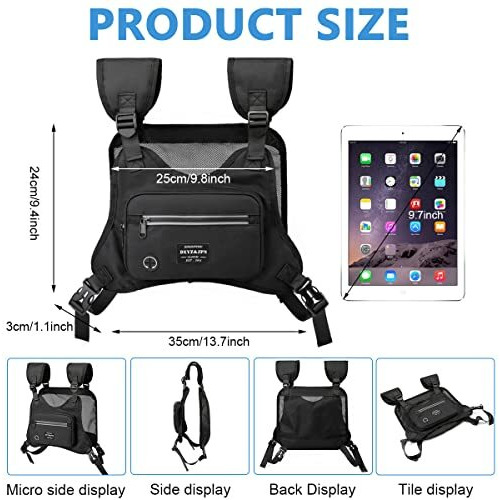 Optifit Chest Bag For Men Women, Stylish Tactical Vest Chest Bag Men, Adjustable Rig Bag Chest Pocket For Hiking, Camping, Night Running, Exercise