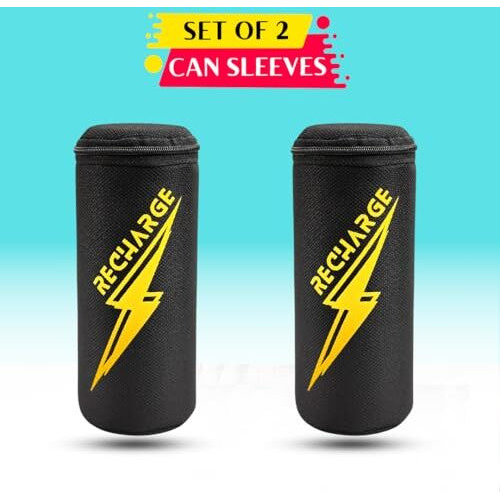 Outer Woods Insulated Beer Can Cooler Sleeve With Zip Cap  Set Of 2 | Fits 500Ml Cans | Keeps Cool For Up To 3 Hours | Beer Can Cover | Beer Cooler (Recharge - Set Of 2)