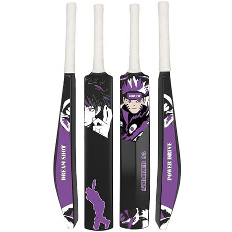 Bodyfit Cricket Bat, Power Drive Series,Anime-Themed Cricket Bat, Black Design, Full Size.