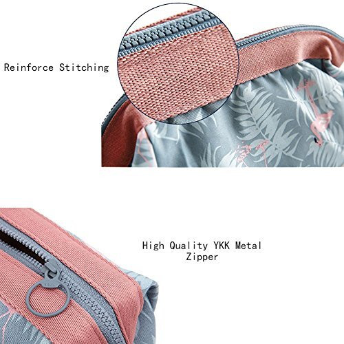 House Of Quirk Toiletry Kit Women Jewelry Organizer Electronics Accessories Hard Drive Carry Case Portable Cube Purse (Grey Flamingo)