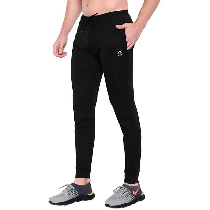 Blue Star Shark Men's Lycra Stretchable Regular Fit Mid Rise Stylish Grip Cargo Joggers Track Pant Lower Pyjama, Black, Xl