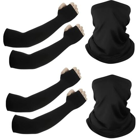 Zensoo Bamboo Bandana & Arm Sleeves Combo | Uv Sun Protection For Bikers & Athletes | Breathable Face Mask, Neck Gaiter & Cooling Sleeves (2 Arm Sleeves & 2 Bandanas)