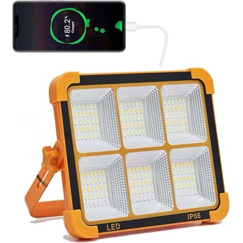 Glowbase Solar Led Flood Light, 100W, 16500 Mah Rechargeable, Waterproof Outdoor Light