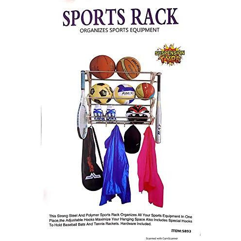 Gtc Sports Equipment Organizer Rack|Multi Sports Gear Hanging Shelves Storage Hanging Rack|With Adjustable Hooks&Steel Rods Sports Rack(It N-31)
