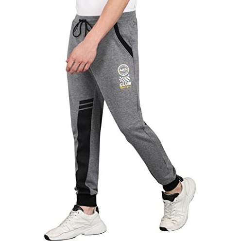 Alan Jones Clothing Men's Printed High Rise Cotton Joggers Track Pant (Melange_Medium)