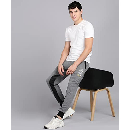 Alan Jones Clothing Men's Printed High Rise Cotton Joggers Track Pant (Melange_Medium)