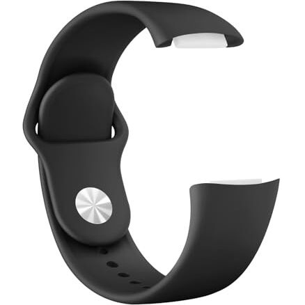 Tobfit Silicone Band For Fitbit Charge 5/6 Fitness Tracker (Watch Not Included), Soft Adjustable Replacement Strap With Hidden Buckle, Sport Wristband For Men Women(Black)