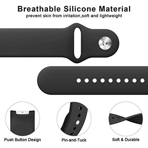 Tobfit Silicone Band For Fitbit Charge 5/6 Fitness Tracker (Watch Not Included), Soft Adjustable Replacement Strap With Hidden Buckle, Sport Wristband For Men Women(Black)