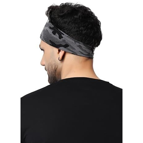 Paropkar Multi Sports Headbands Moisture Wicking Workout Headband, Sweatband For Running, Cycling, Football, Yoga, Hairband For Women And Men (Grey Army Headband)