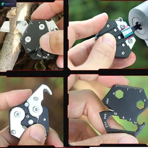 Flombify Ls11 Hexagonal Shape Multi Tool Keychain, Portable Pocket Multitool With Folding Cutter, Screwdriver Set, Bottle Opener, And More For Outdoor Hiking, Camping