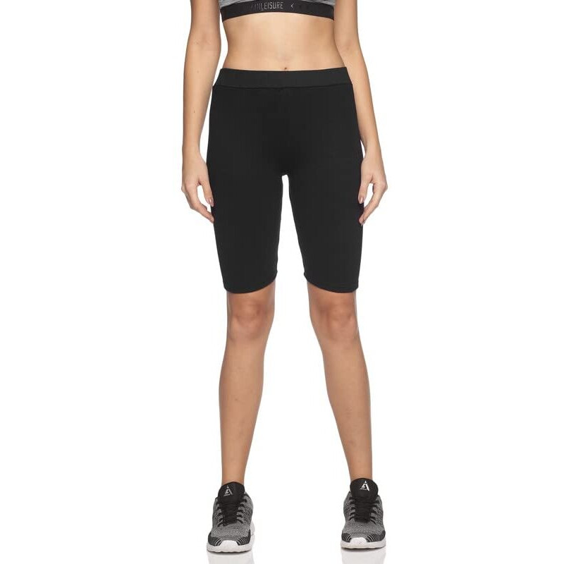 Indijoy Women Gym Yoga Cycling Shorts Knee Length Color  Black Size Xl