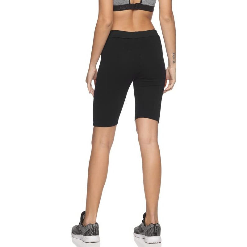 Indijoy Women Gym Yoga Cycling Shorts Knee Length Color  Black Size Xl