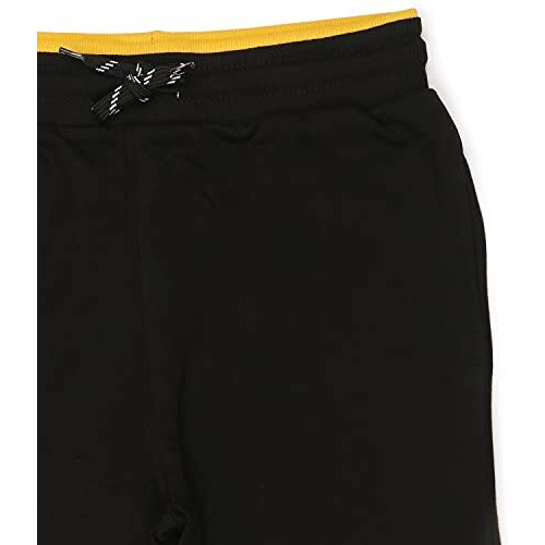 Alan Jones Clothing Boys Color Blocked Cotton Regular Fit Joggers Track Pant (Bjog-P37_Black_13-14 Years)