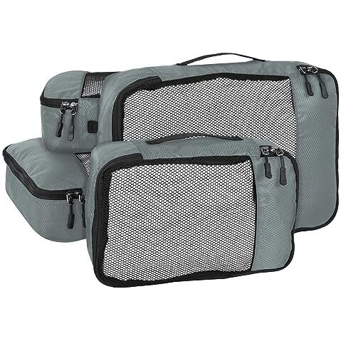 Fatmug Packing Cubes Travel Pouch / Bag Suitcase Organiser Set Of 4 ( 2 Medium And 2 Small) - Grey Polyester