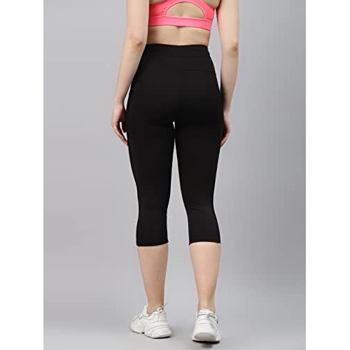 Blinkin Skinny Women's 3/4 Gym Wear High Rise Tights For Women's With Mesh Insert & Side Pockets  Perfect Active Wear, Yoga Workout - The Ultimate Pants Girls (7908,Black,Size_S)