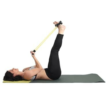 Oddish Way To Fitness Rubber Tummy Trimmer Pull Reducer 4 Tubes Resistance Band Pedal Exerciser For Full Body Workout Home Gym Fitness For Men & Women Training, Yoga, Crossfit, Arm, Leg (Yellow)